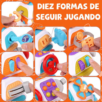 Cubo Sensorial Montessori Juguete Didáctico De Bebé 10 En 1