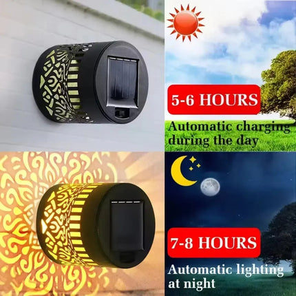 Lampara Solar Pared Jardin Exterior Mandala Luz Led Calida