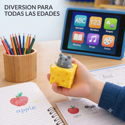 Squishy Queso Con Raton Escondido  Antiestres Juguete Pop Up