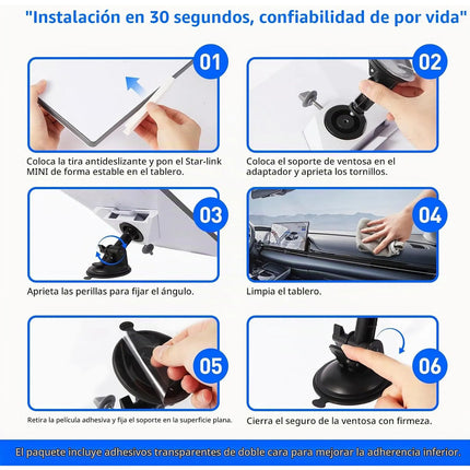Soporte De Ventosa Starlink Mini Auto Base Angulo Ajustable
