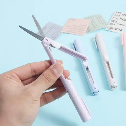 Mini Tijeras Cutter 2 En 1 Tipo Pluma Plegable De Bolsillo