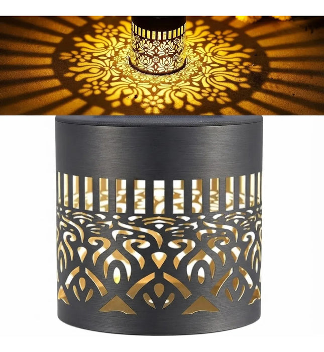 Lampara Solar Pared Jardin Exterior Mandala Luz Led Calida