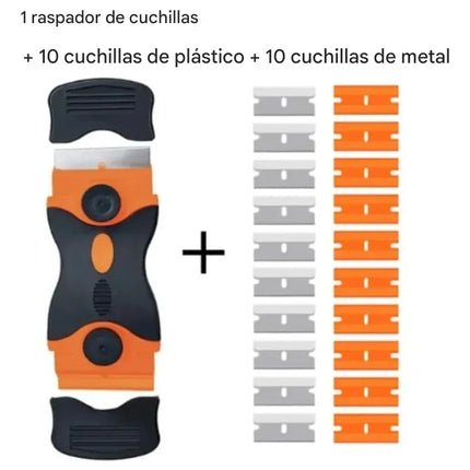 Raspador Espátula Doble 10 Cuchillas De Plástico+10 De Acero