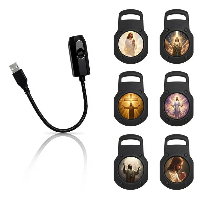 Proyector Led Espiritual Santos Lampara Usb 6 Discos Cuarto