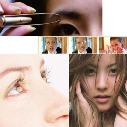 Pinzas Portátiles De Acero Quitacejas Con Luz Led Maquillaje