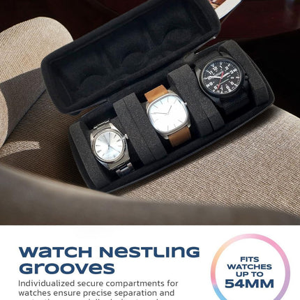Estuche Caja Viaje Case Para Relojes 3 Ranuras Regalo Hombre