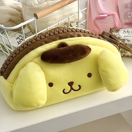 Lapicera de Peluche Pompompurin Sanrio con Cierre Grueso, Estuche Escolar Suave
