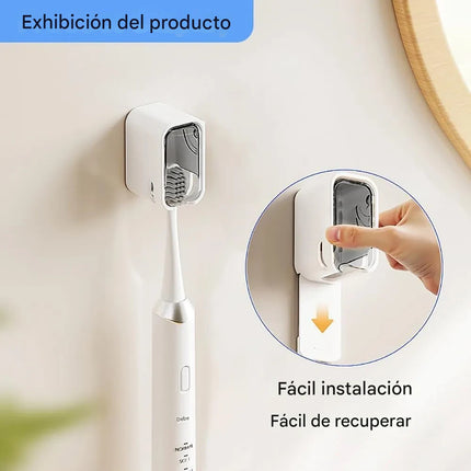 Soporte Cepillos Dientes Pared Baño C/tapa Antipolvo X2