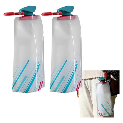 2pzas Botella De Agua Plegable 700ml Bolsa Para Agua Viaje