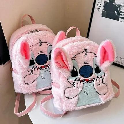 Mochila Stitch Regreso A Clases Peluche Felpa Bolso Escolar Para Niños Y Niñas
