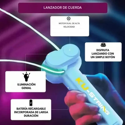 Juguete Lanzador De Cuerda Led Rope Launcher Ku String Niños