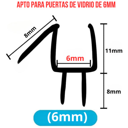 1 Metro Tira Sellado Regadera Ducha Debajo Puerta Cristal N