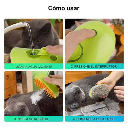 Cepillo Peine 3 En 1 Vapor Gatos Perros Mascotas Limpiador