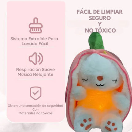 Peluche Conejo Fresa Luz Movimiento Respiracion Regalo Niña Respirador