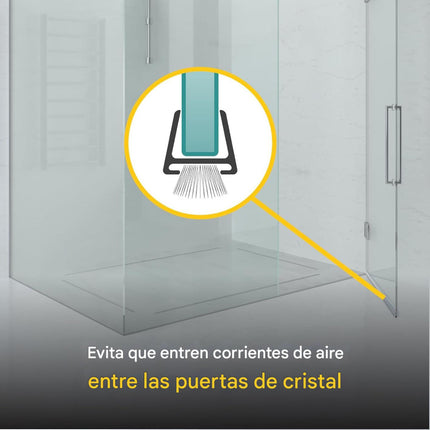 3m Burlete Rigido Sello Puerta Cristal 10mm Con Tira Cepillo