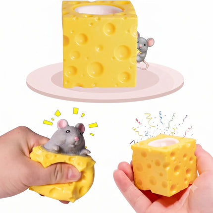 Squishy Queso Con Raton Escondido  Antiestres Juguete Pop Up