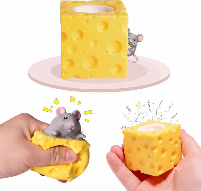 Squishy Queso Con Raton Escondido  Antiestres Juguete Pop Up