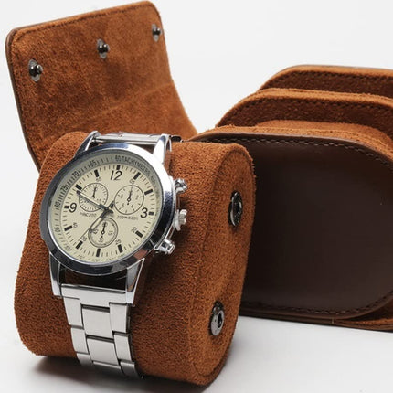 Estuche Rigido Caja De Cuero Pu Para Reloj 1 Ranura De Viaje