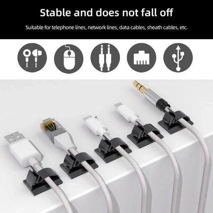 50 Pzs Clip Organizador Ajustable Cables Autoadhesivo Sosten