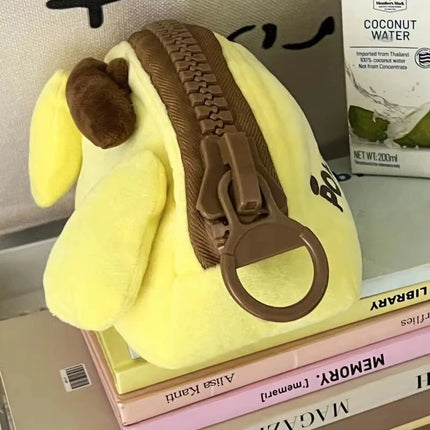 Lapicera de Peluche Pompompurin Sanrio con Cierre Grueso, Estuche Escolar Suave