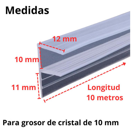 10mts Tira Sellado Puerta Ventana Cristal Vidrio Cancel En F
