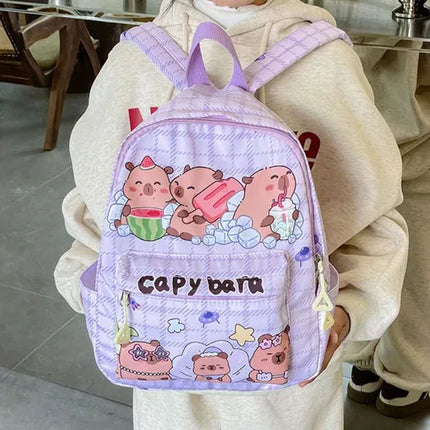 Mochila Infantil Niños Capibara Divertida  Bolsa Escuela Preescolar Primaria Secundaria