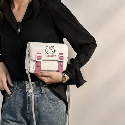 Bolso Hello Kitty Blanca Kawaii Cute Para Mujer Y Niña Con Correa De Hombro, Bolso Sanrio Anime Adorable Ideal Para Escuela, Viaje O Uso Diario
