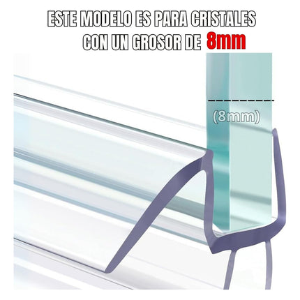 2 Burlete Tira Acrilico+pvc Para Puerta Cristal Baño Ducha
