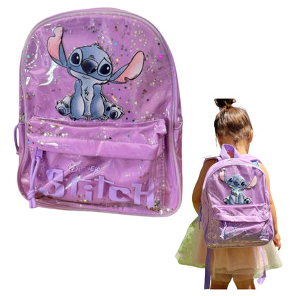Mochila De Stitch. para Niña Con Lentejuelas Y Diseño De Dibujos Animados Preescolar
