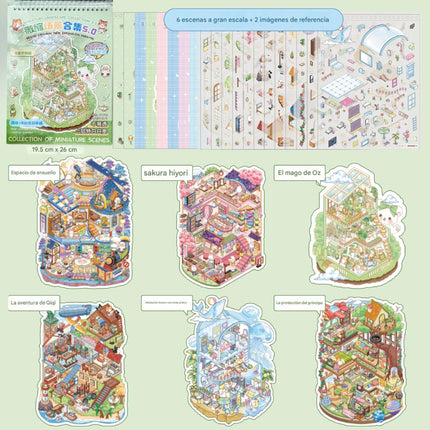 Libreta Calcomanías 3d Stickers Mini Escenarios 14 Paginas