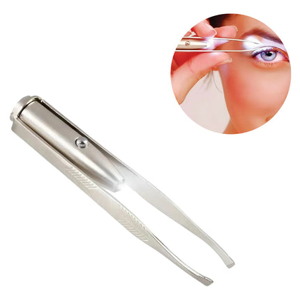 Pinzas Portátiles De Acero Quitacejas Con Luz Led Maquillaje