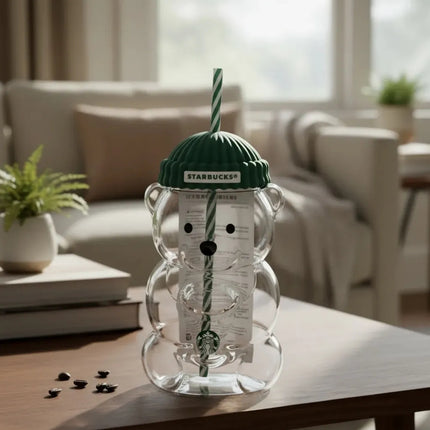 Vaso Starbucks Bearista Osito Oso Cristal Vidrio Bebida Fria
