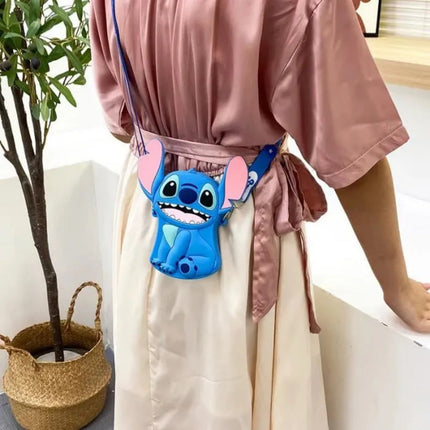 Bolso Monedero Stitch De Silicona Correa Para Niñas Y Niños