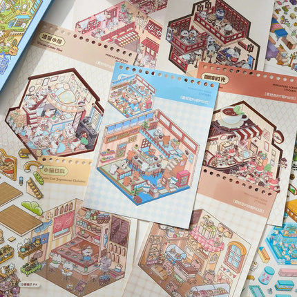 Libreta Calcomanías Stickers 3d 25 Hojas 20 Escenarios Niños