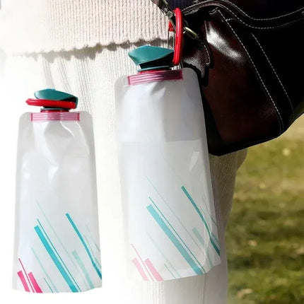 2pzas Botella De Agua Plegable 700ml Bolsa Para Agua Viaje