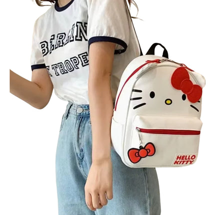 Mochila Regreso A Clases Escolar Hello Kitty Blanca Kawaii Cute Para Mujer Y Niña, Bolso Blanco Anime Adorable Ideal Para Escuela, Viaje O Uso Diario