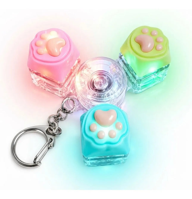 Fidget Spinner Llavero Pata Gato Mecánico Luz Led 3 Botones