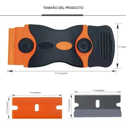 Raspador Espátula Doble 10 Cuchillas De Plástico+10 De Acero