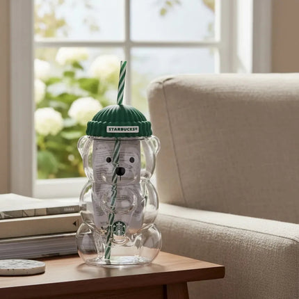 Vaso Starbucks Bearista Osito Oso Cristal Vidrio Bebida Fria