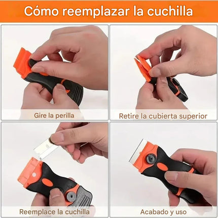 Raspador Espátula Doble 10 Cuchillas De Plástico+10 De Acero
