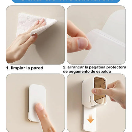 Soporte Cepillos Dientes Pared Baño C/tapa Antipolvo X2