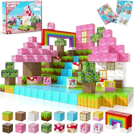 100 Cubos Magnéticos Construcción Minecraft Arcoiris Niñas