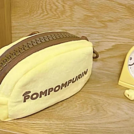 Lapicera de Peluche Pompompurin Sanrio con Cierre Grueso, Estuche Escolar Suave