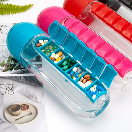 Pastillero Semanal Con Botella De Agua Medicina Pastillas