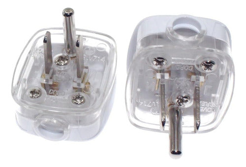 2 Clavijas Corriente Enchufe Transparente 2polos+tierra 250v