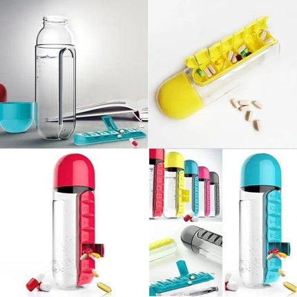 Pastillero Semanal Con Botella De Agua Medicina Pastillas