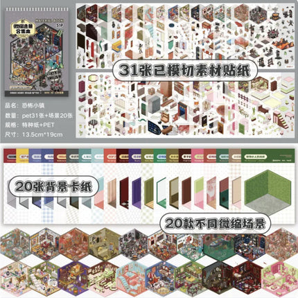 Libreta Calcomanias 3d Sticker 32 Hojas 19 Escenarios Terror
