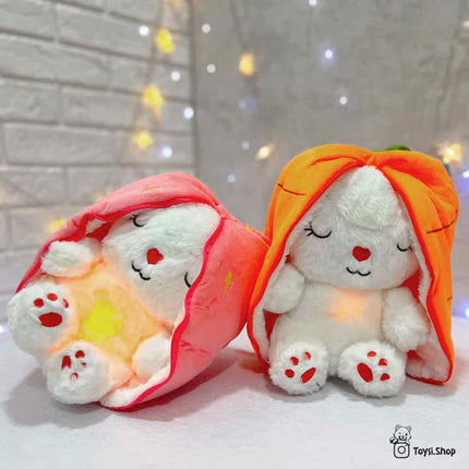 Peluche Conejo Fresa Luz Movimiento Respiracion Regalo Niña Respirador