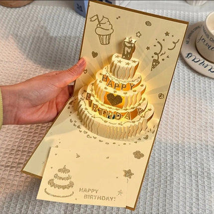 Tarjeta De Cumpleaños 3d Con Musica Luz Pastel Regalo Pop Up