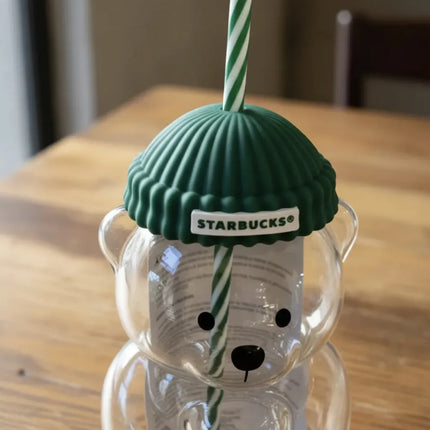 Vaso Starbucks Bearista Osito Oso Cristal Vidrio Bebida Fria